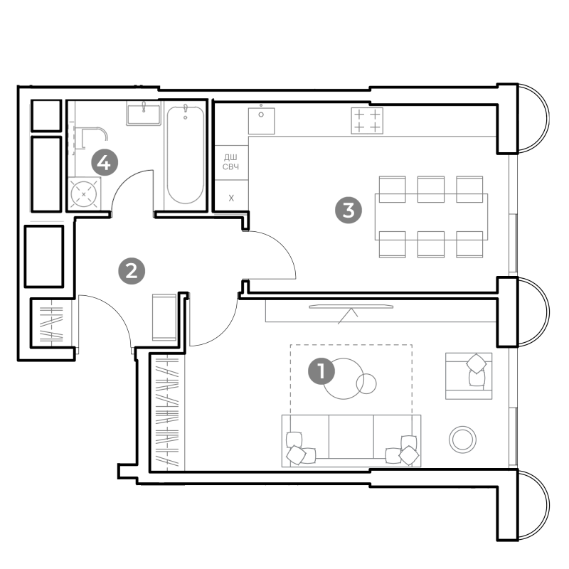 1 ккв 44,8 м²