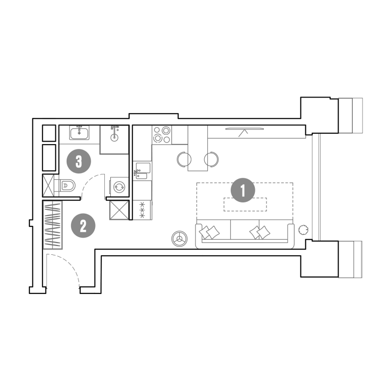 Студия 31,8 м²