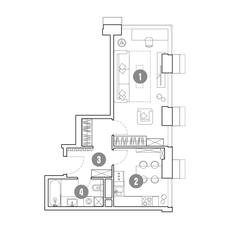 1 ккв 43,3 м²