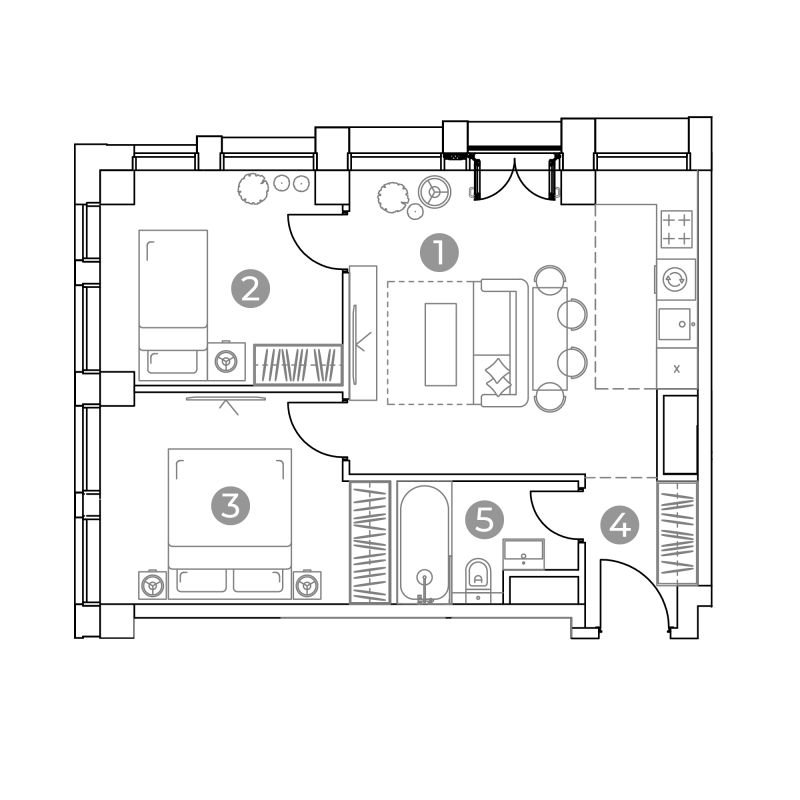 3 ккв (Евро) 53 м²