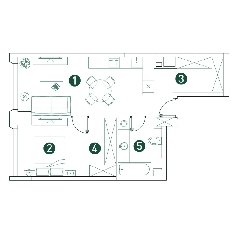 2 ккв (Евро) 50,7 м²