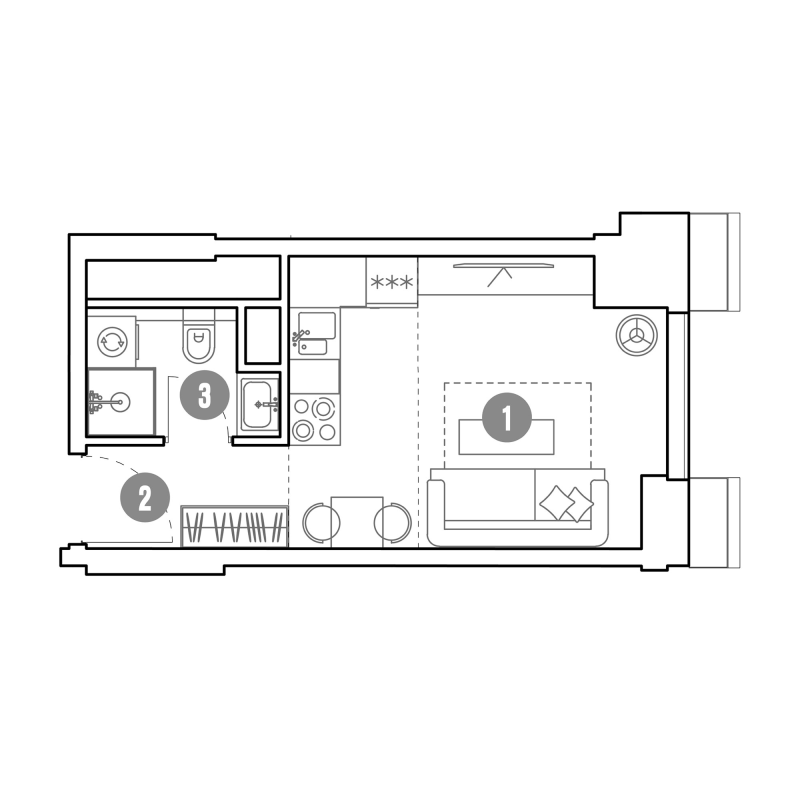 Студия 20 м²