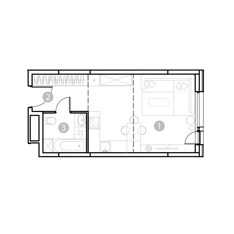 Студия 31,6 м²
