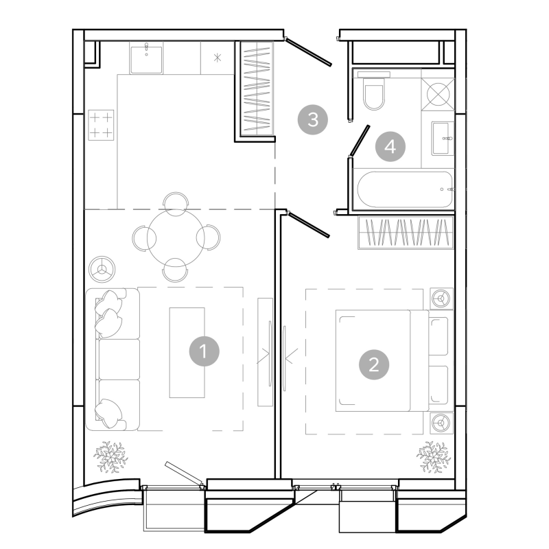 2 ккв (Евро) 46 м²