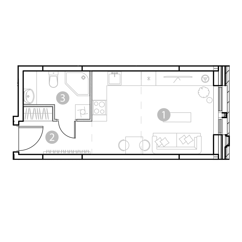Студия 26,2 м²