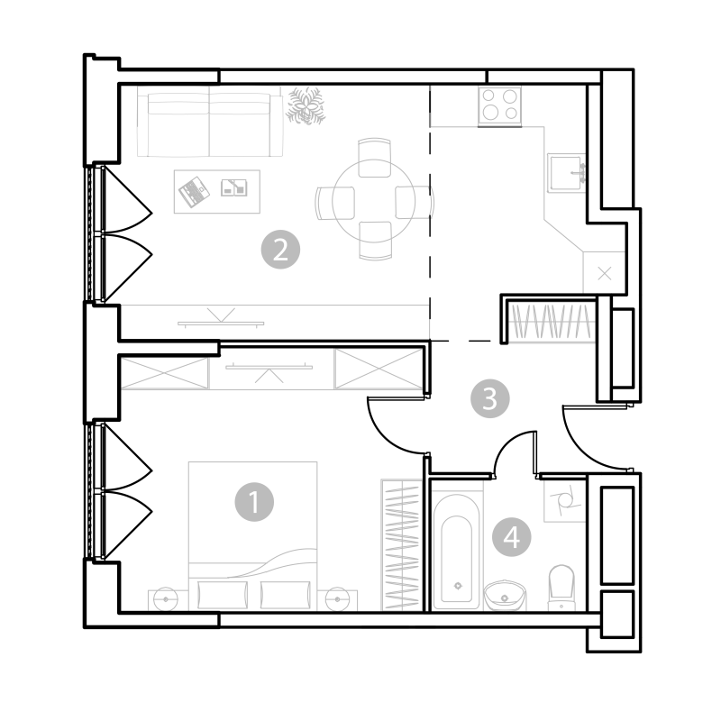 2 ккв (Евро) 50 м²