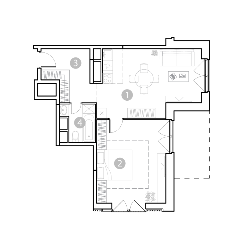 2 ккв (Евро) 56,9 м²