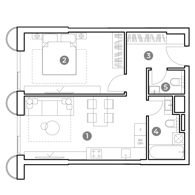 2 ккв (Евро) 49,6 м²