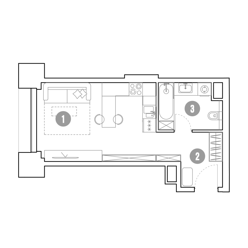 Студия 29,5 м²