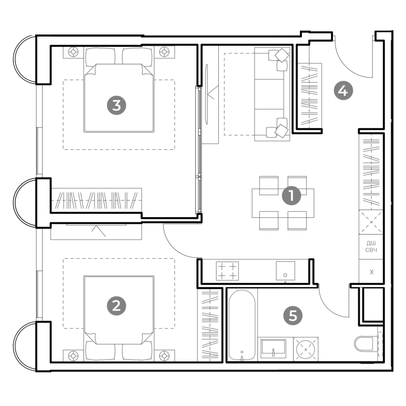 3 ккв (Евро) 60,1 м²