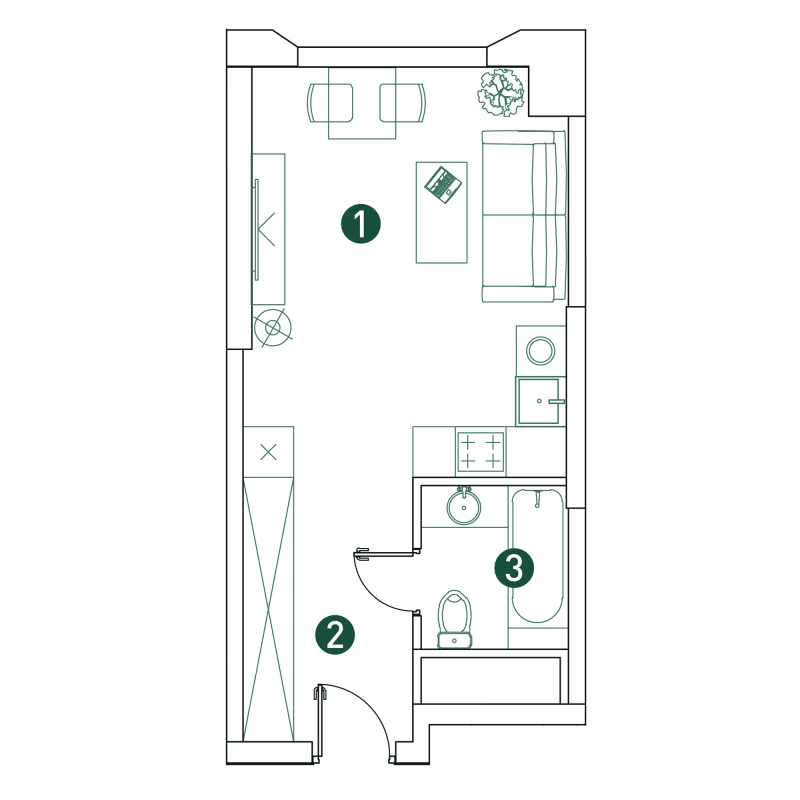 Студия 28,1 м²