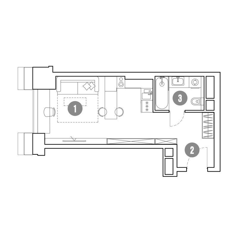 Студия 29,8 м²