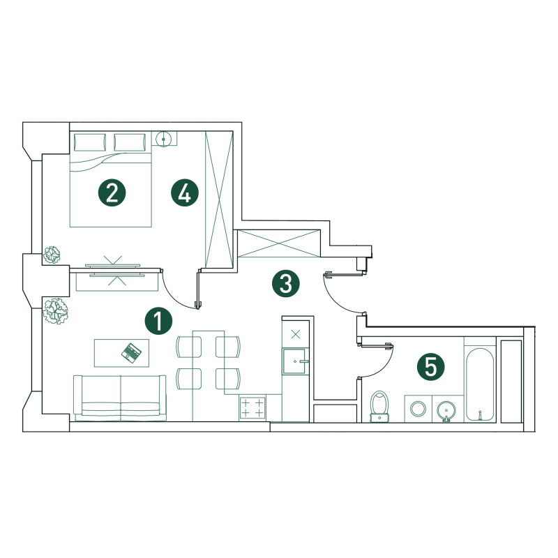 2 ккв (Евро) 41,5 м²