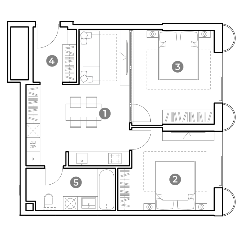 3 ккв (Евро) 59 м²