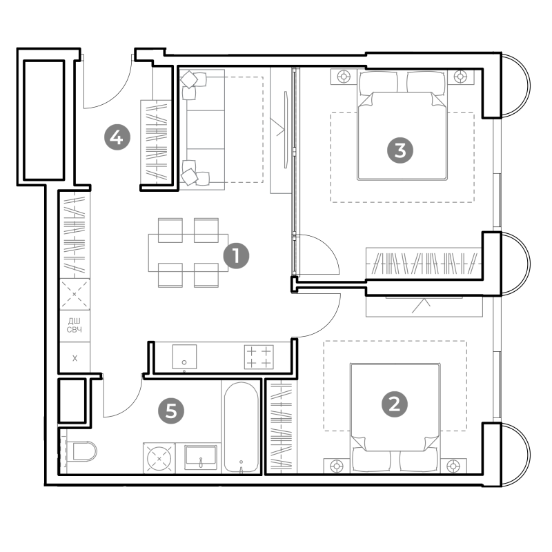 3 ккв (Евро) 59 м²