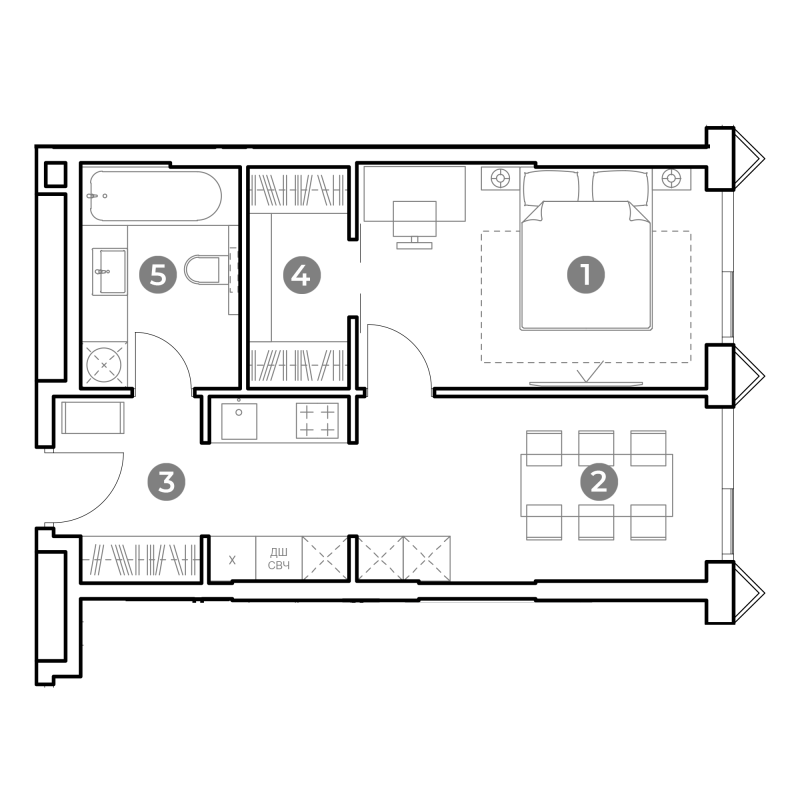 1 ккв 42,9 м²