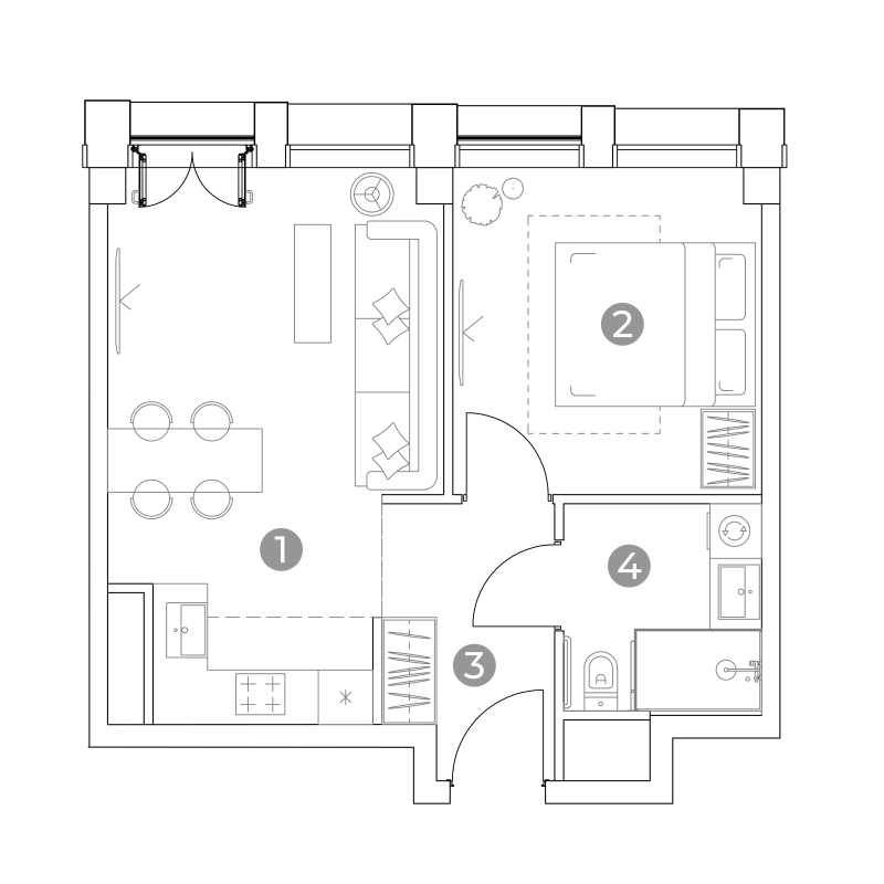 2 ккв (Евро) 42,5 м²