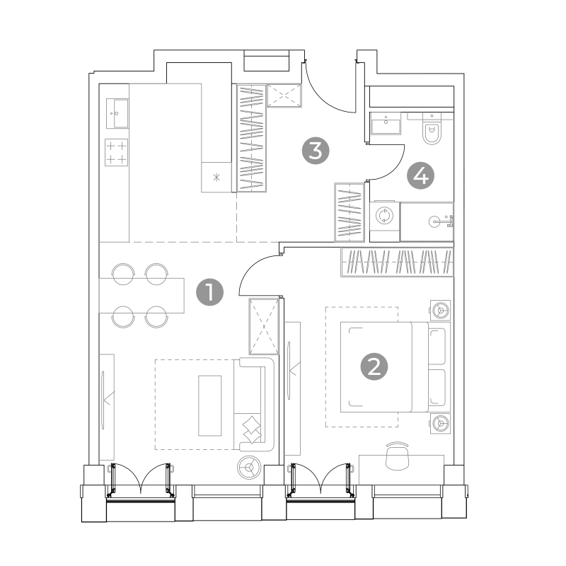 2 ккв (Евро) 55,4 м²