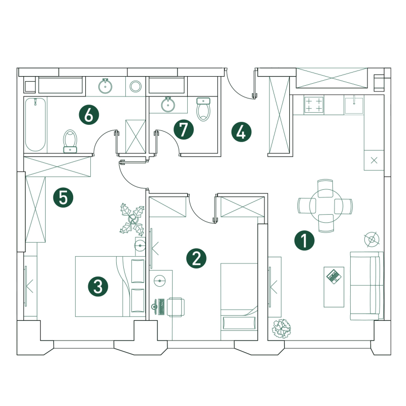 3 ккв (Евро) 76,8 м²
