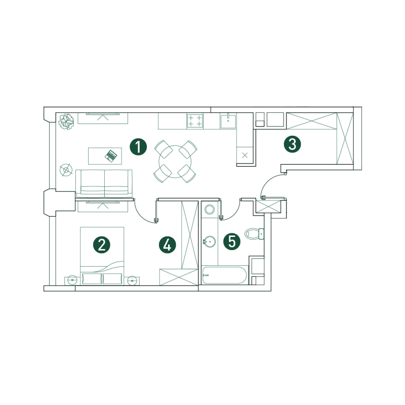 2 ккв (Евро) 51 м²