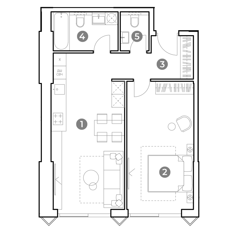 2 ккв (Евро) 56,1 м²