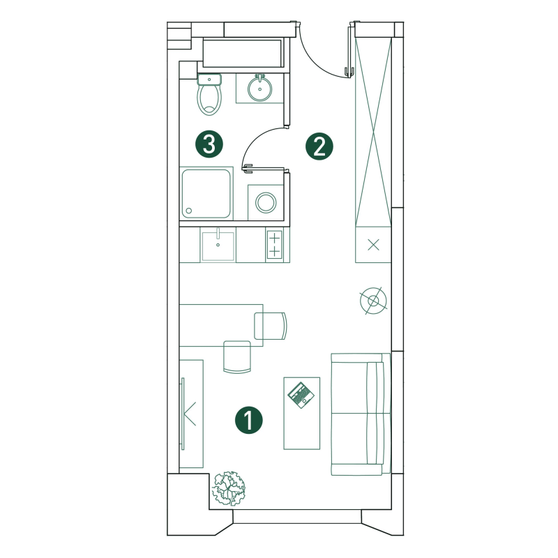 Студия 25,8 м²