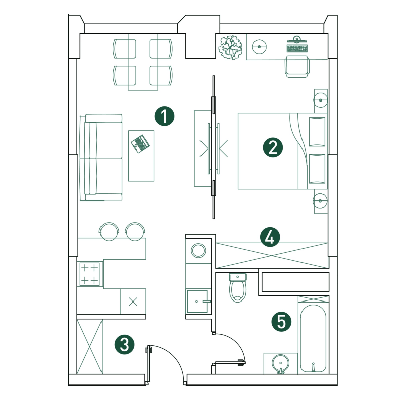 2 ккв (Евро) 44,9 м²