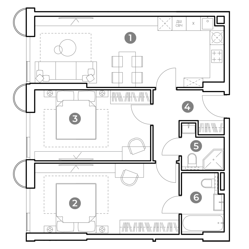 3 ккв (Евро) 70,9 м²