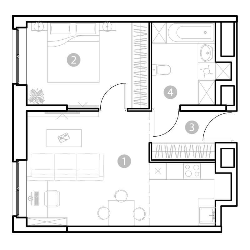 2 ккв (Евро) 46,7 м²