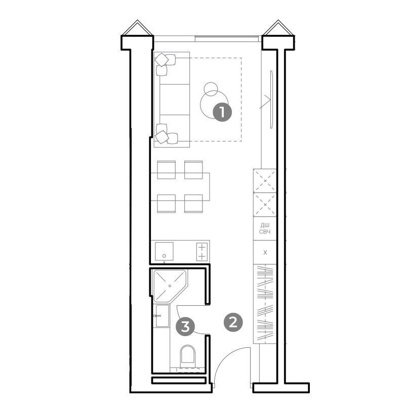 Студия 26,7 м²
