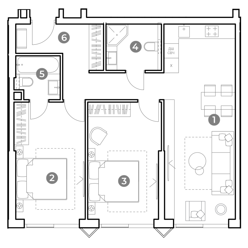 3 ккв (Евро) 70,7 м²