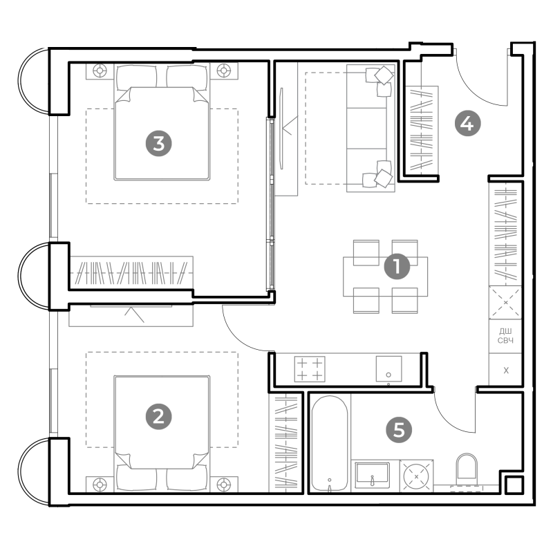 3 ккв (Евро) 60,1 м²