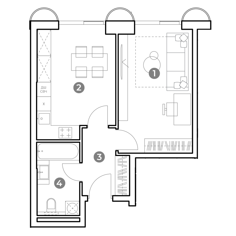 1 ккв 41,1 м²