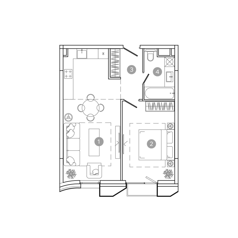 2 ккв (Евро) 46 м²
