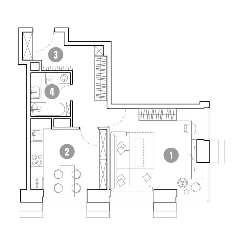1 ккв 44,5 м²