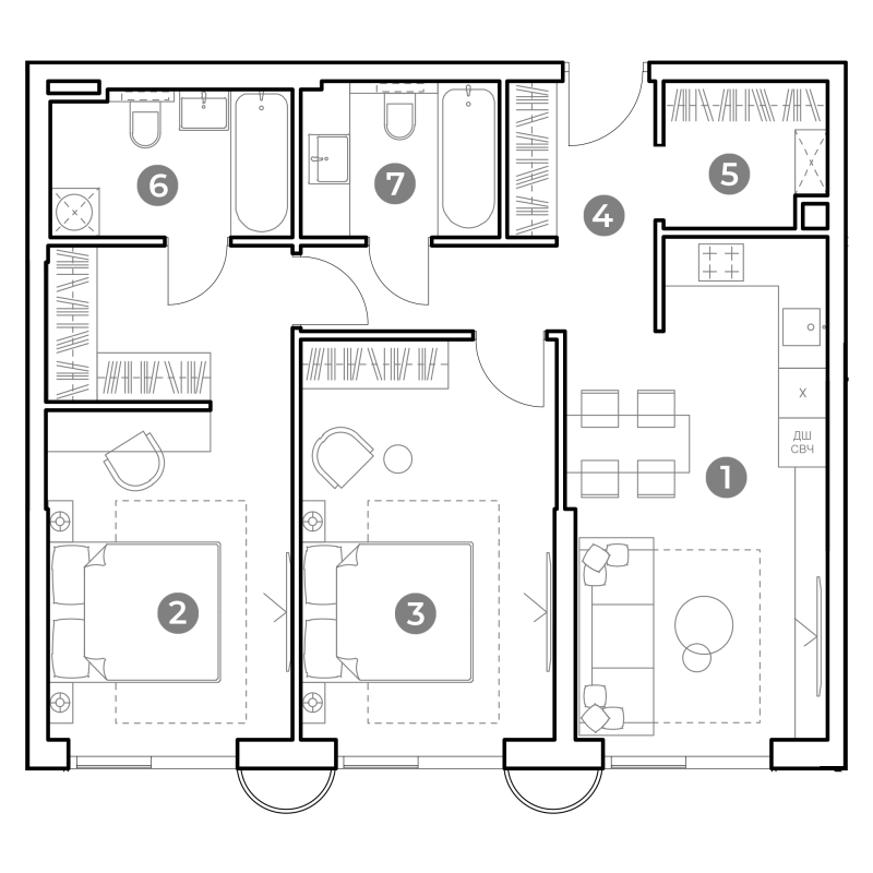 3 ккв (Евро) 73 м²