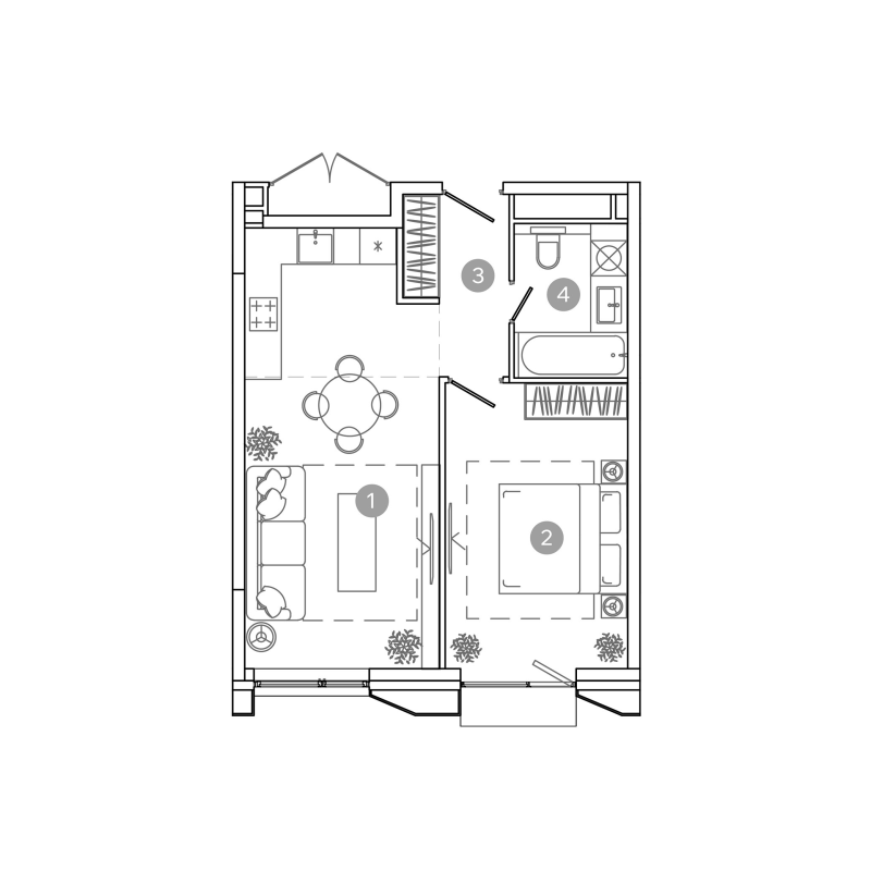 2 ккв (Евро) 45,4 м²