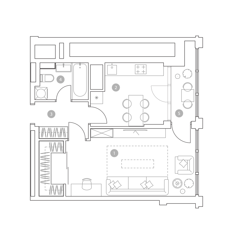 1 ккв 45 м²