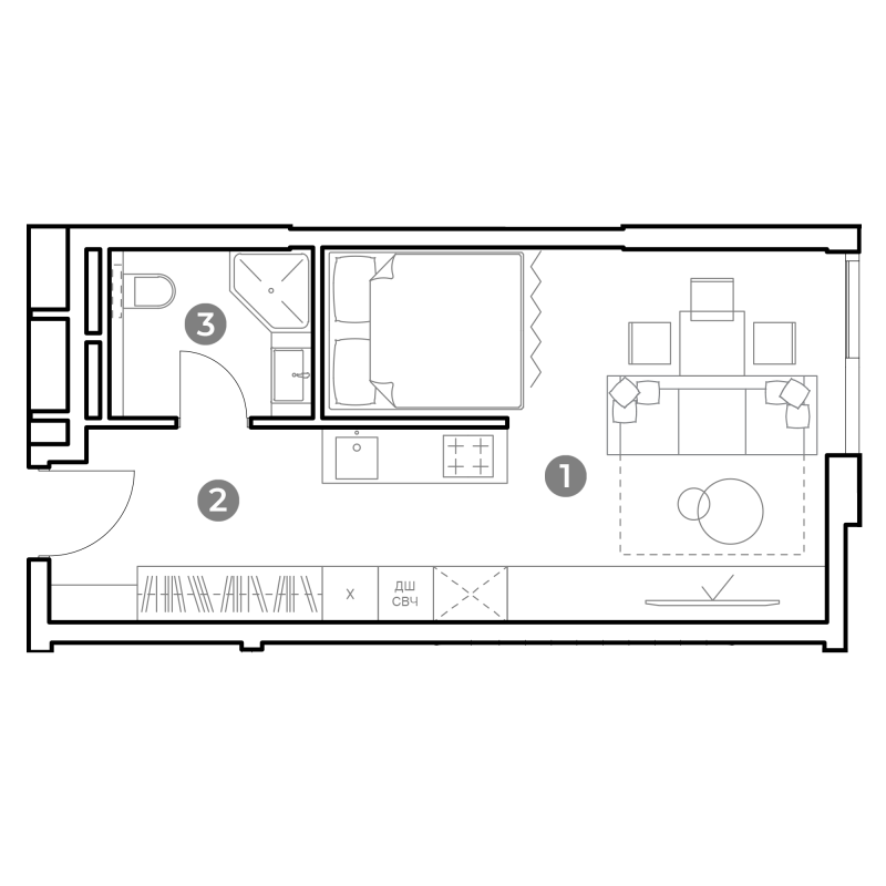 Студия 32,1 м²
