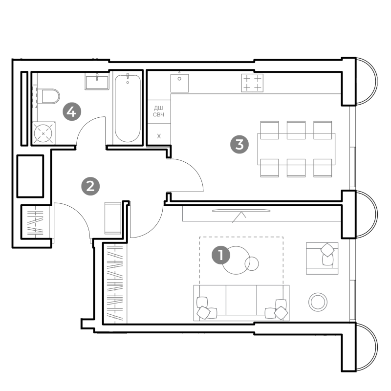 1 ккв 44,8 м²
