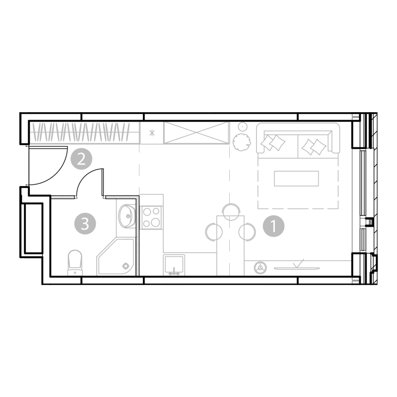 Студия 31,6 м²