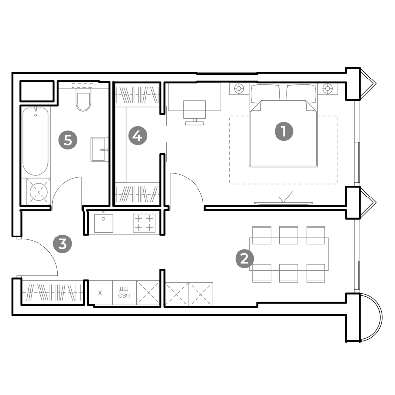 1 ккв 43,3 м²