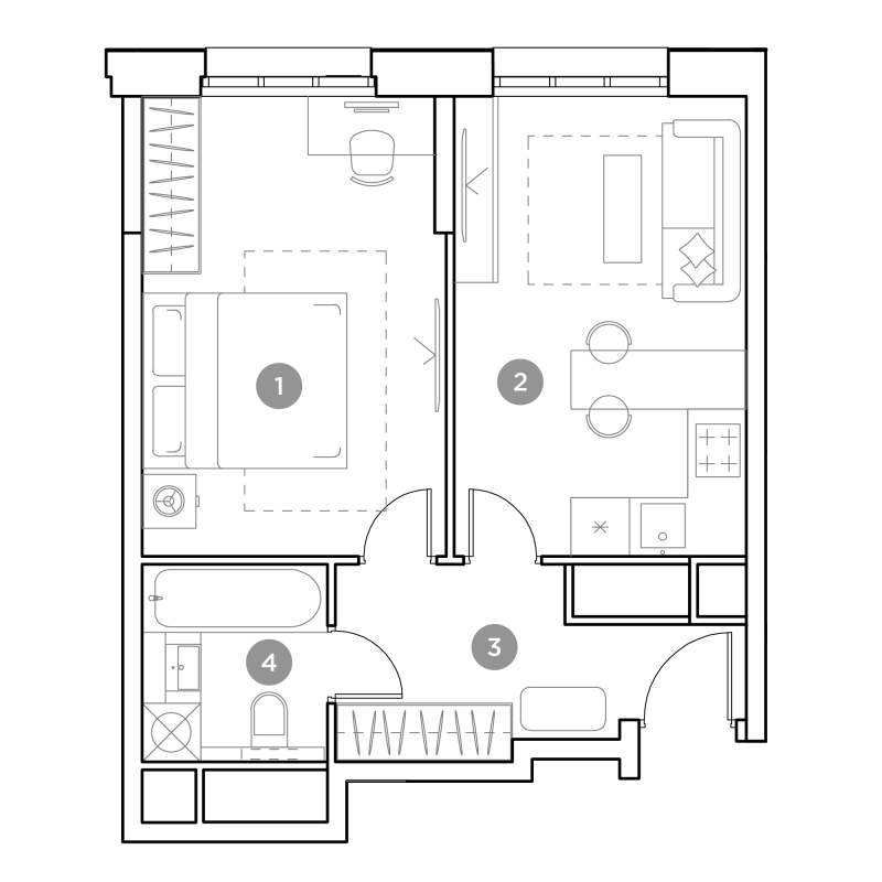 1 ккв 39,4 м²