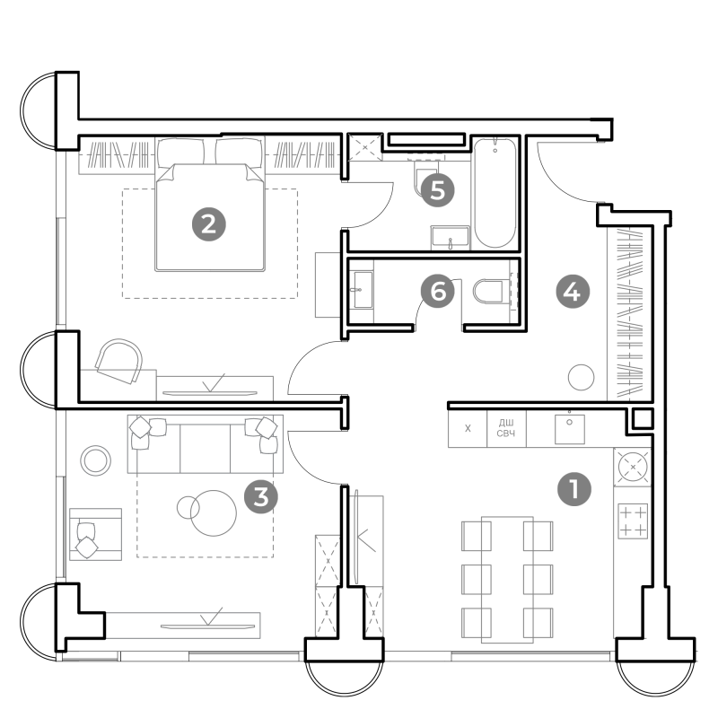 3 ккв (Евро) 66,9 м²