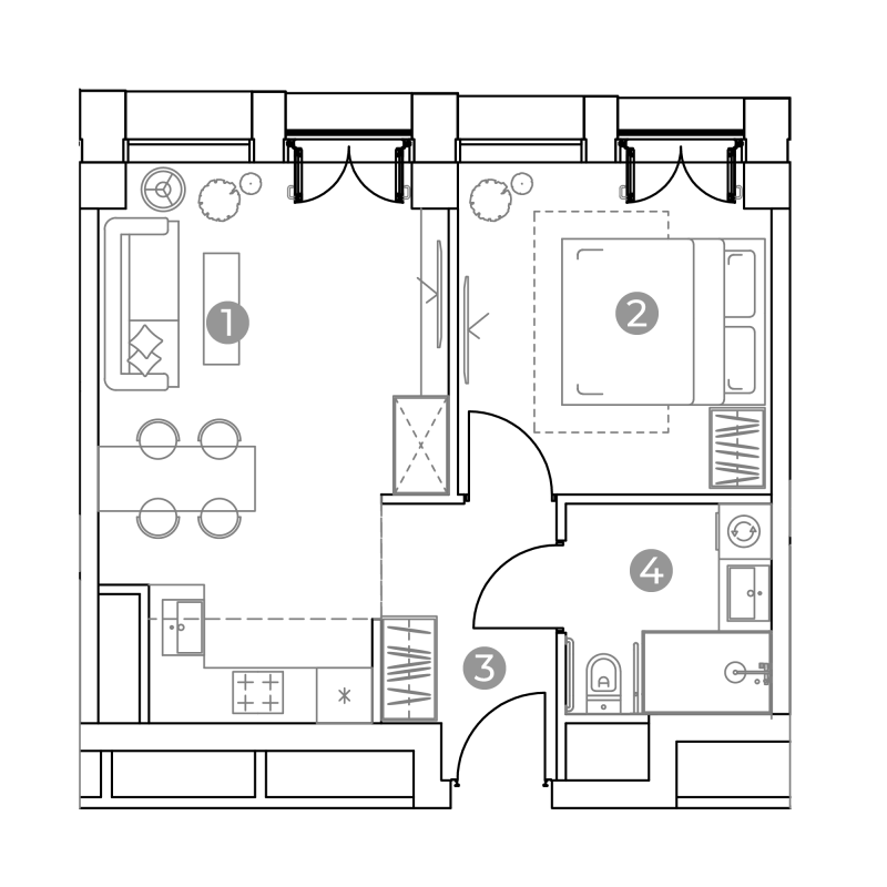 2 ккв (Евро) 42,5 м²