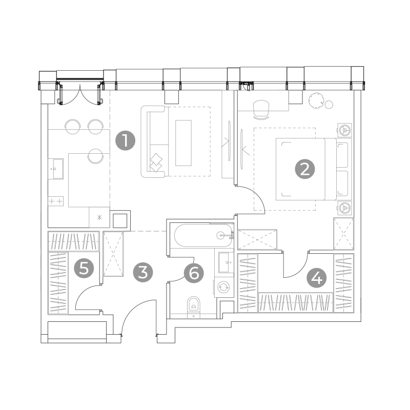 2 ккв (Евро) 56 м²