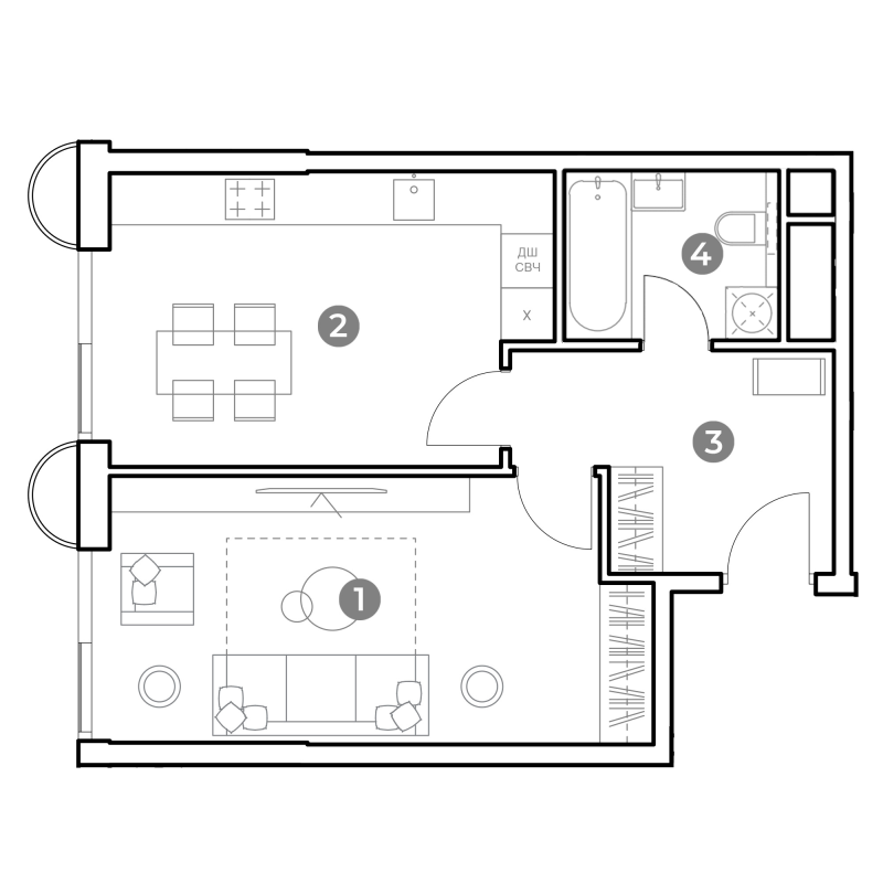 1 ккв 46,4 м²