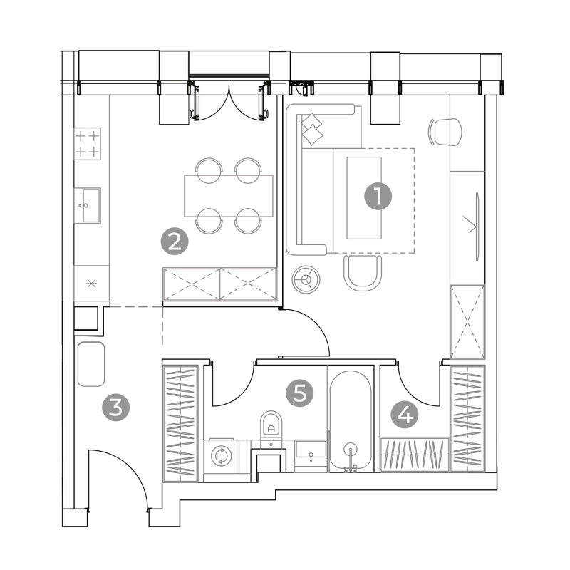 1 ккв 43,5 м²