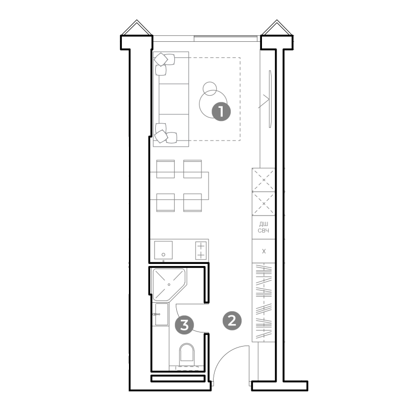 Студия 26,7 м²