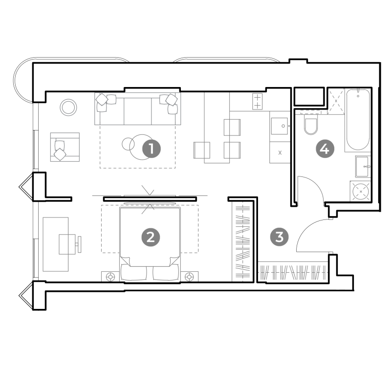 2 ккв (Евро) 45,6 м²